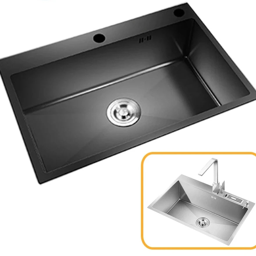 GoDesign BLACK/SILVER SINGLE DISHBASIN KITCHEN SINK