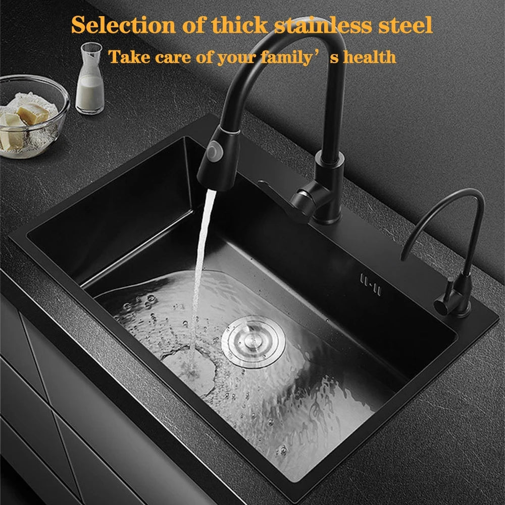 GoDesign BLACK/SILVER SINGLE DISHBASIN KITCHEN SINK