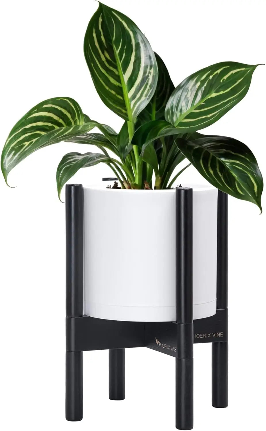 GoDesign CYLINDER PLANTER POT WITH WOOD STAND