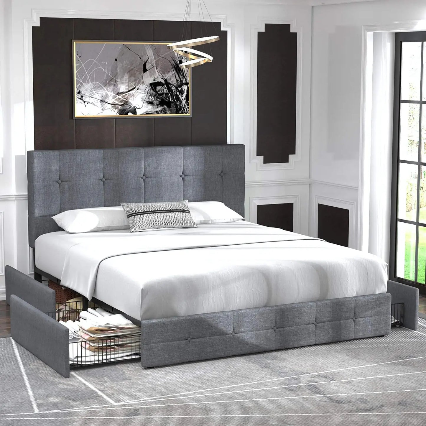 GoDesign STITCH PANEL BED WITH STORAGE