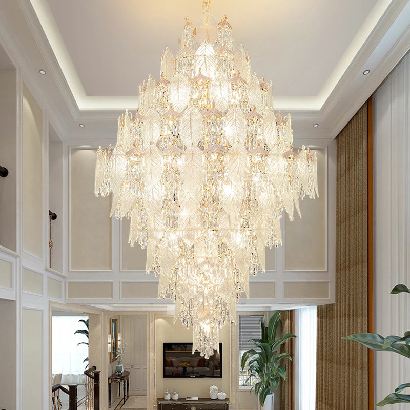 GoDesign GLASS LEAF STAIRCASE CHANDELIER