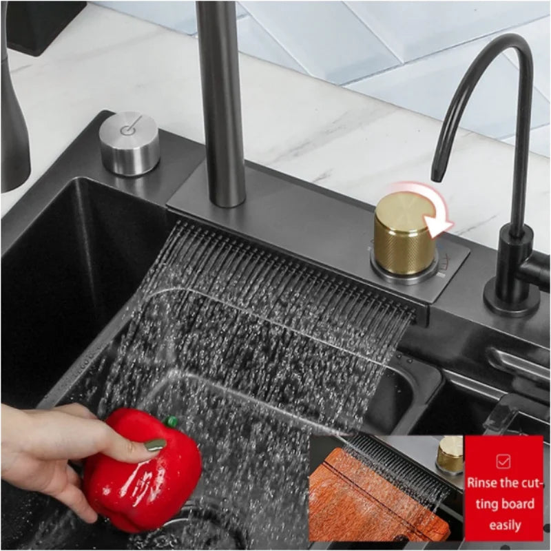 GoDesign BLACK SINGLE MULTIFEATURE WASHBASIN KITCHEN SINK