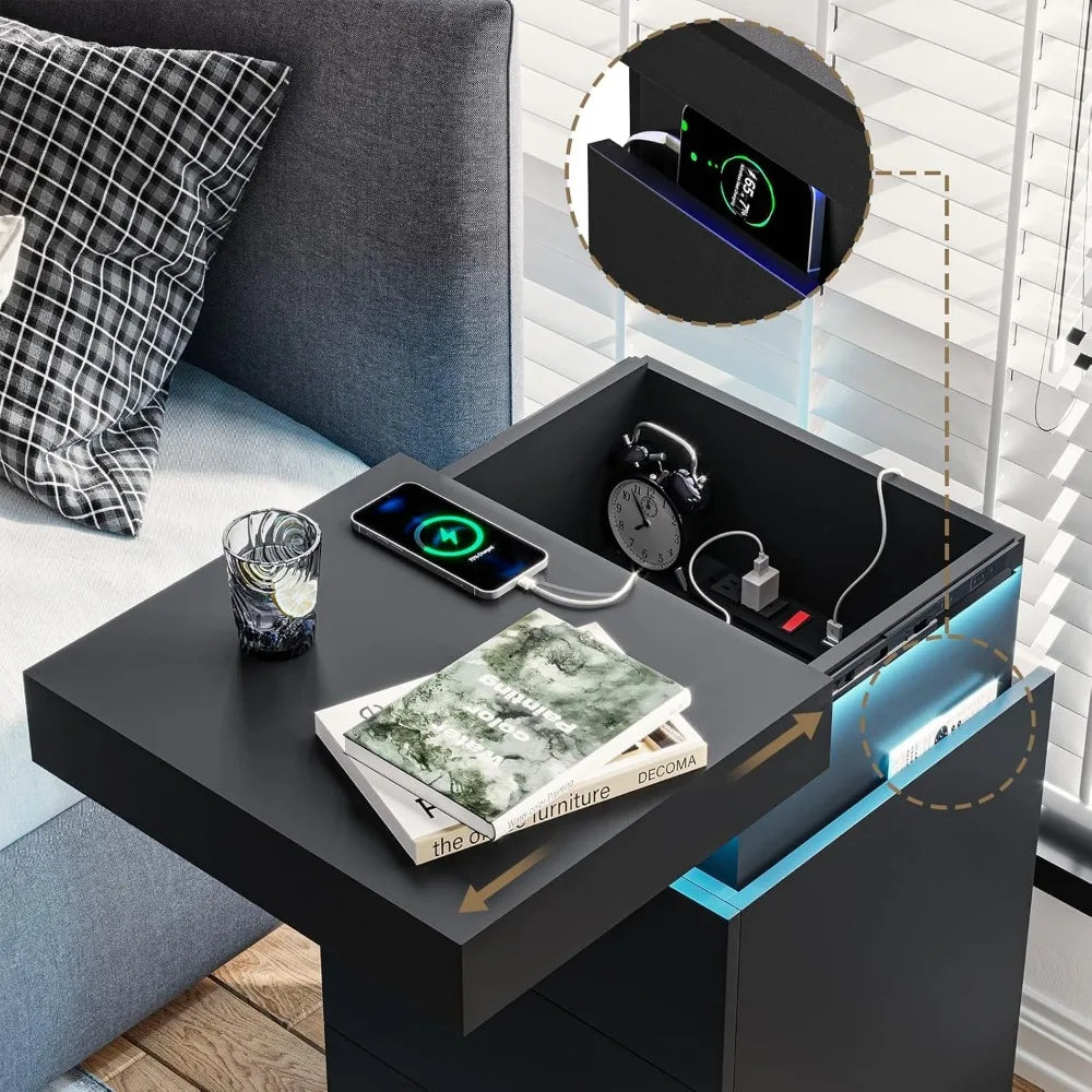 GoDesign TOP LED DRAWER BEDSIDE TABLE