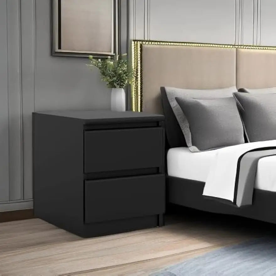 GoDesign BLACK DRAWER BEDSIDE TABLE
