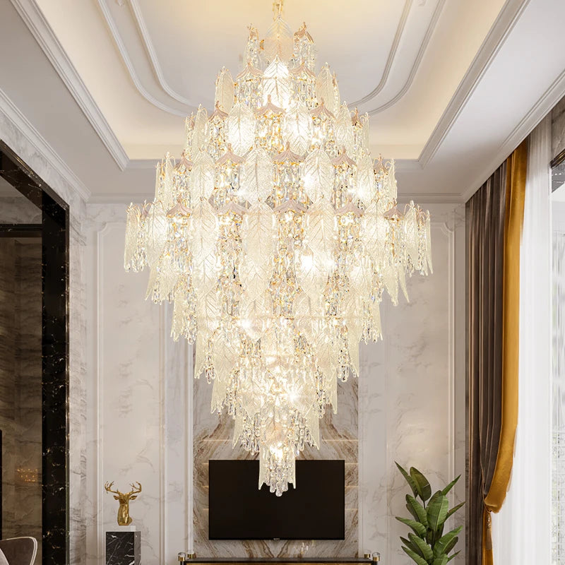 GoDesign GLASS LEAF STAIRCASE CHANDELIER