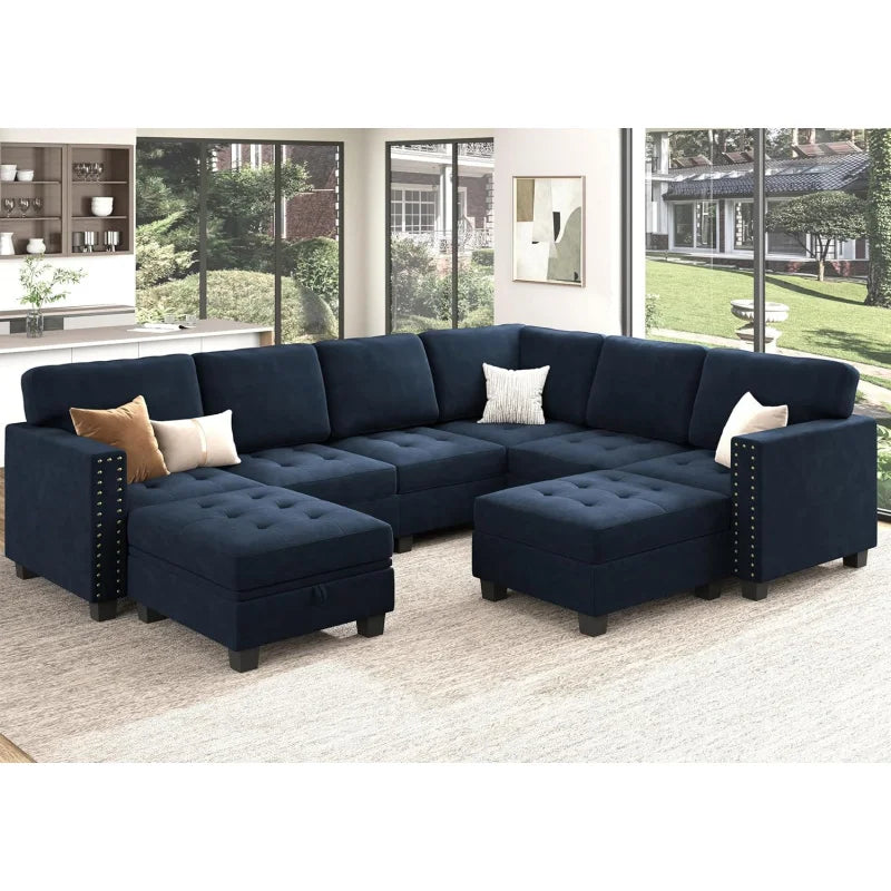 GoDESIGN 5-PIECE OTTOMAN SECTIONAL WITH DOUBLE CHAISE