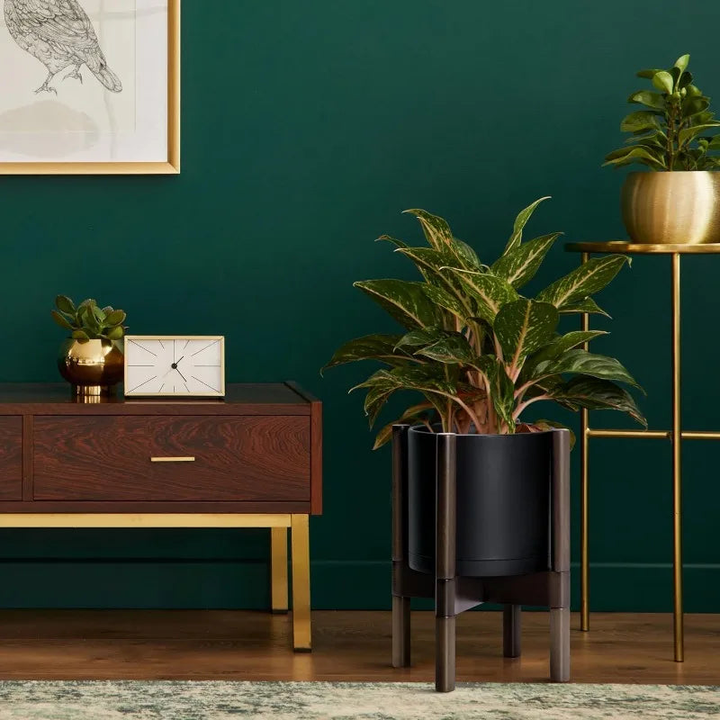 GoDesign CYLINDER PLANTER POT WITH WOOD STAND