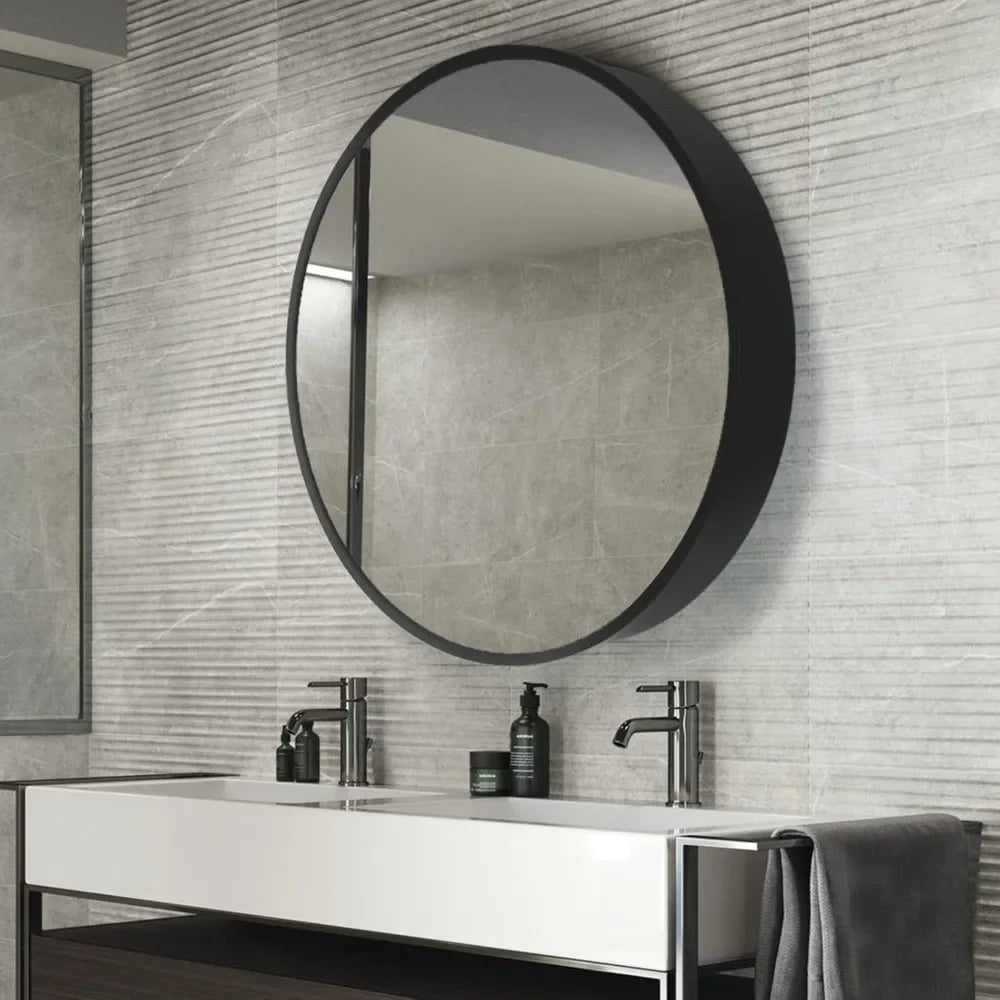 GoDesign ROUND BLACK CABINET MIRROR