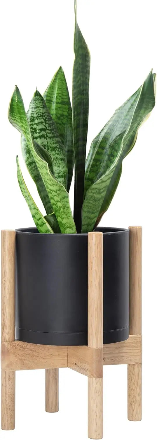 GoDesign CYLINDER PLANTER POT WITH WOOD STAND