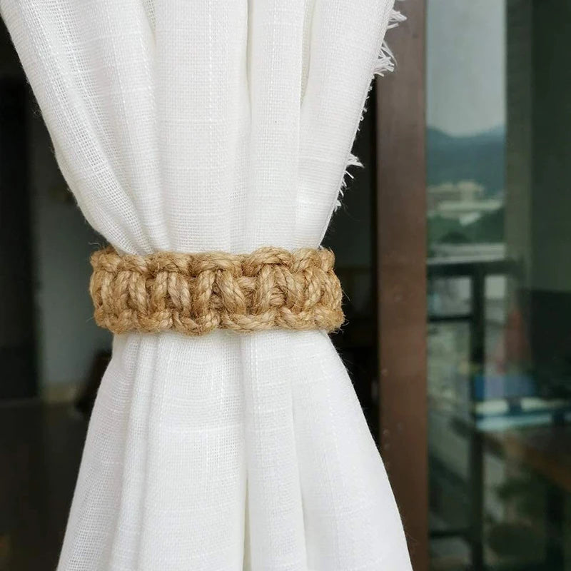 GoDesign SINGLE SET JUTE BRAIDED CURTAIN HOLDER