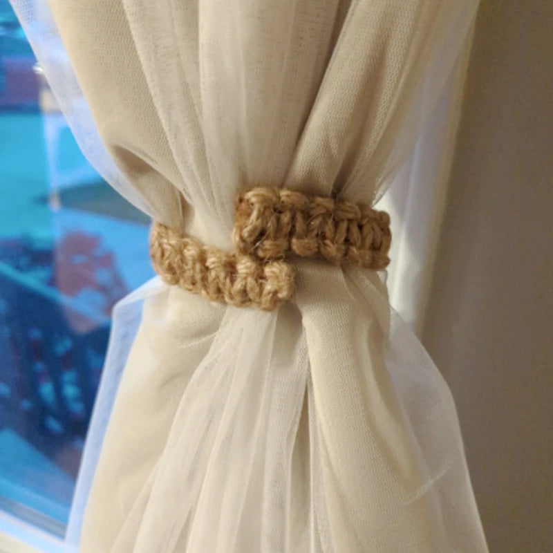 GoDesign SINGLE SET JUTE BRAIDED CURTAIN HOLDER