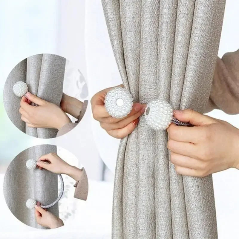 GoDesign 2-PIECE PEARL MAGNETIC CURTAIN HOLDER