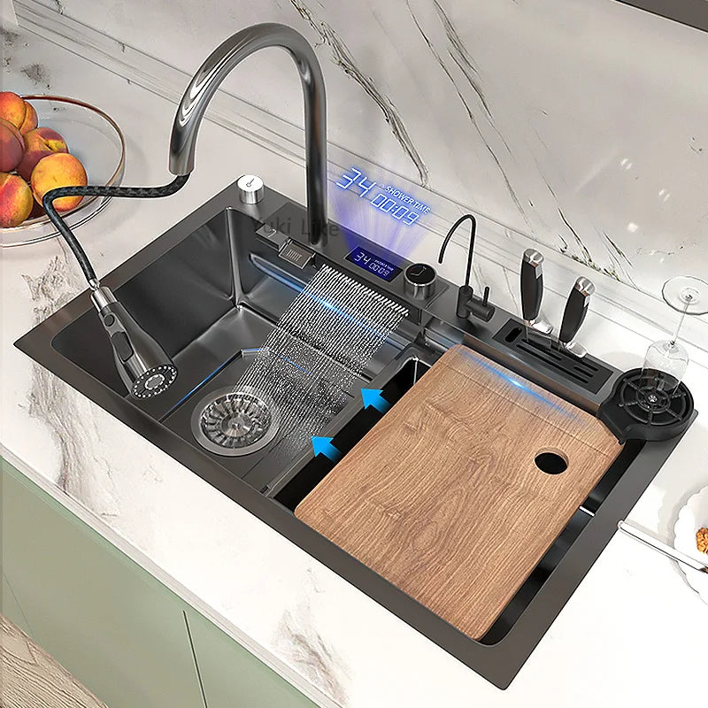 GoDesign BLACK SINGLE WASHBASIN KITCHEN SINK