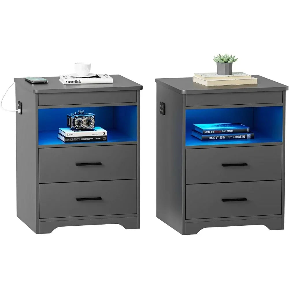 GoDesign DIMMABLE LED DRAWER BEDSIDE TABLE