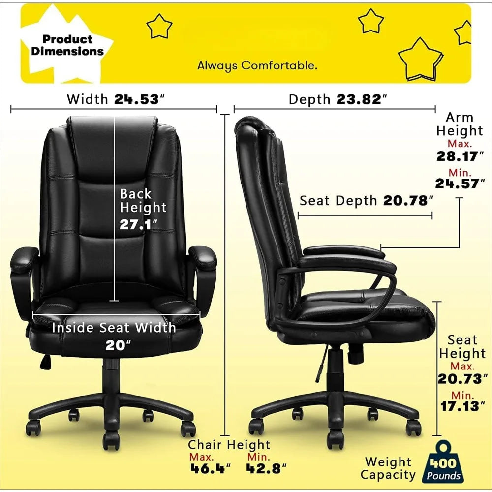 400LBS Big and Tall Chair Heavy Duty Design, Ergonomic High Back Cushion Lumbar Back Support, Computer Desk Chair