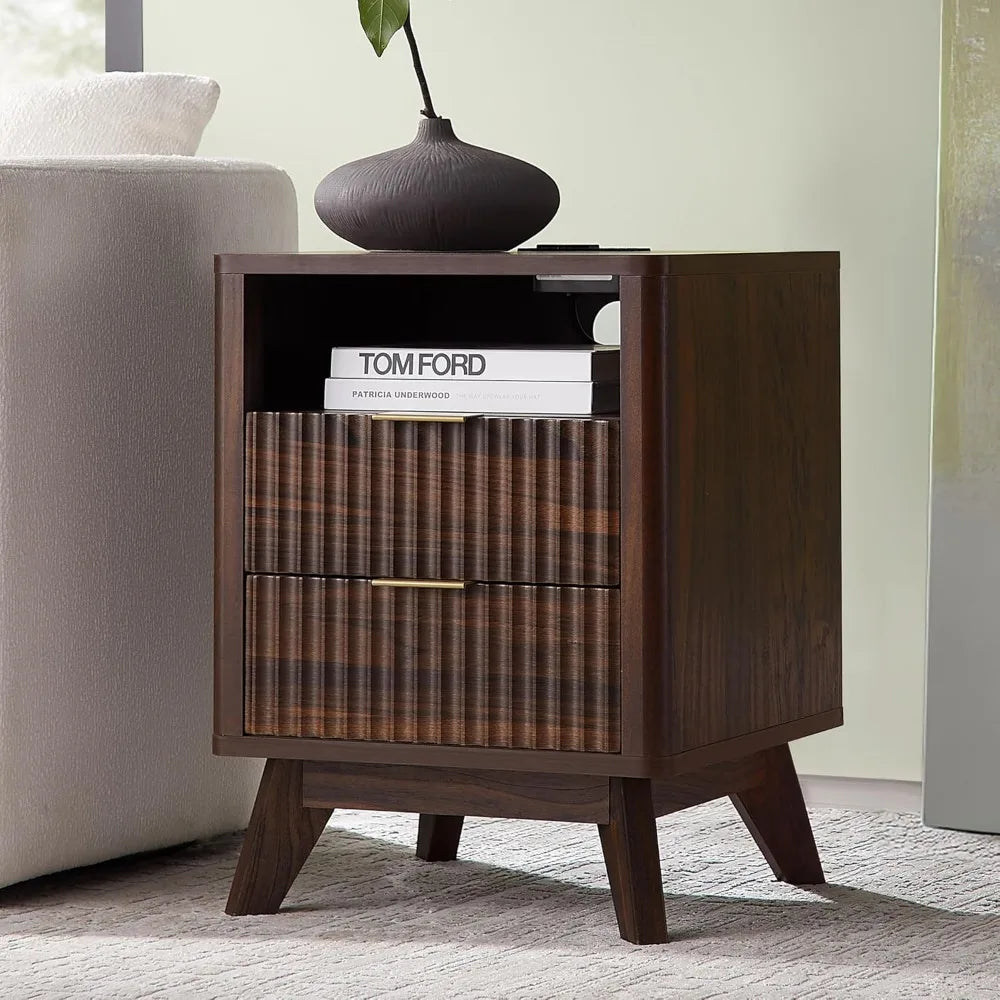 GoDesign FLUTED DRAWER BEDSIDE TABLE