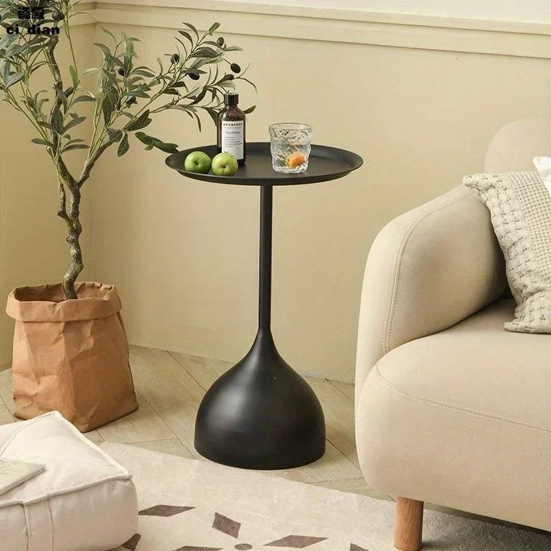Cream wind sand hair edge mobile coffee table, fashionable small table, light and luxurious Nordic circular edge
