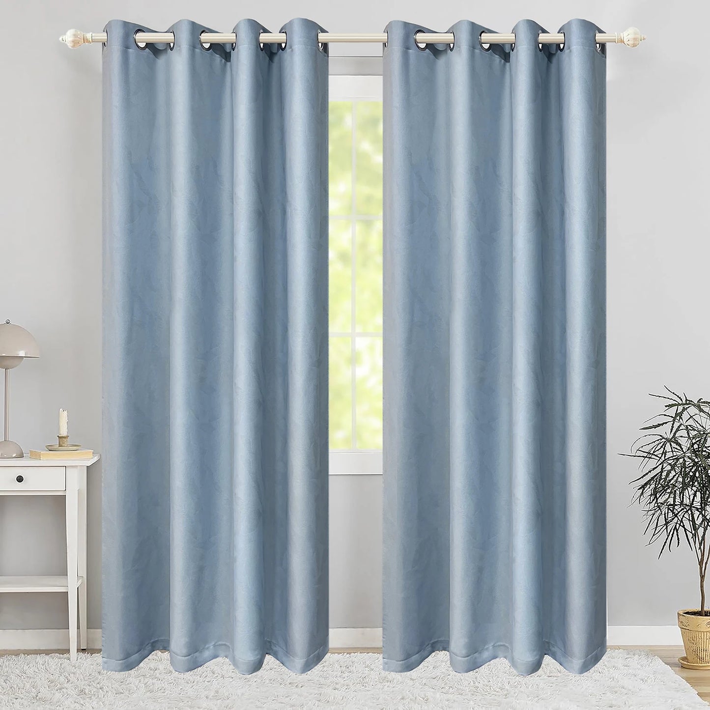 GoDesign 1-PIECE BLUE 3 LAYER SILK CURTAIN