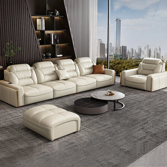 GoDESIGN 6-PIECE LIN LEATHER SECTIONAL