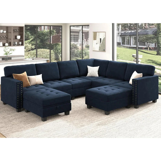 GoDESIGN 5-PIECE OTTOMAN SECTIONAL WITH DOUBLE CHAISE